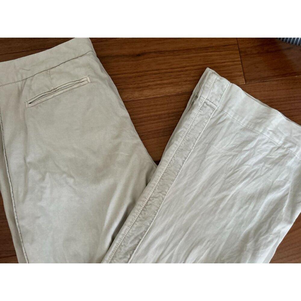 James Perse Bell Bottom Pants High Rose Velvet Stripe Cotton Off-White/Gray Size - Picture 4 of 15